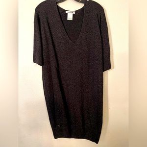 Lacoste brand sweater dress in dark gray with gold flecks